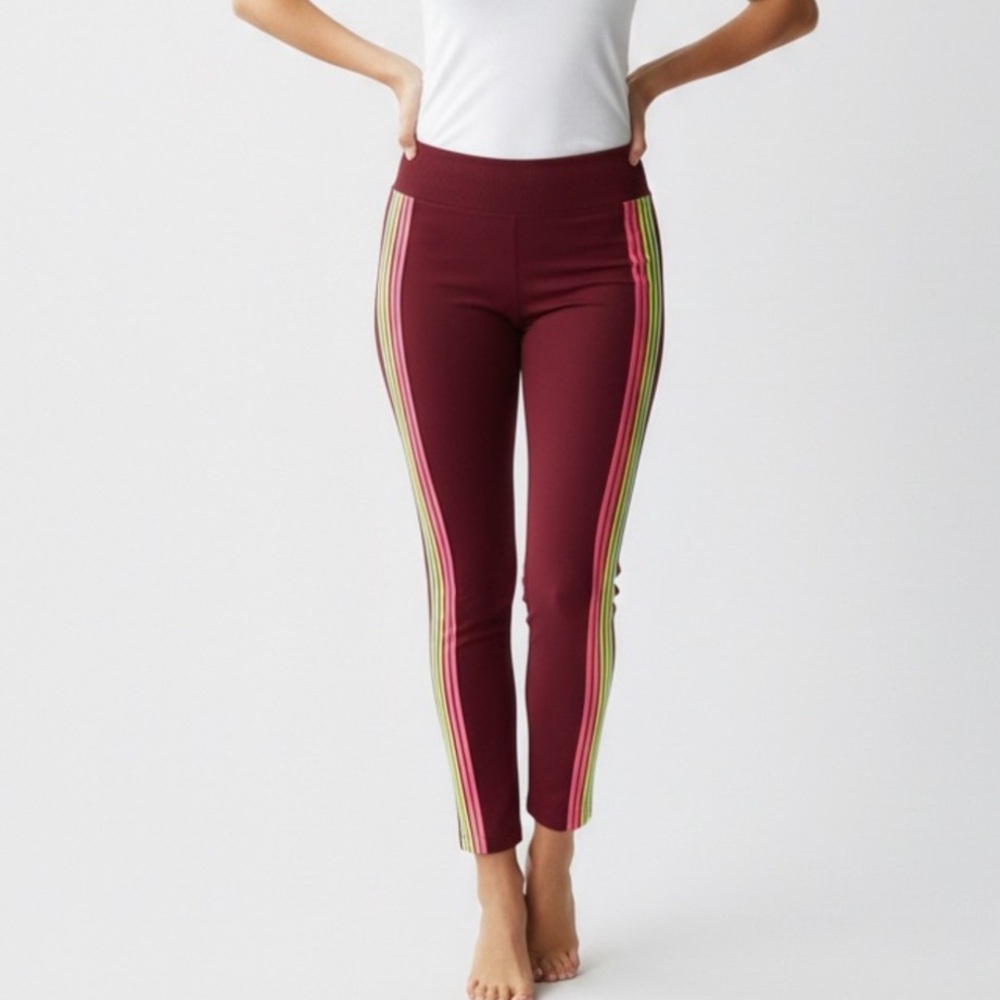 Pink Victoria Secret Ultimate Sport Ruby Neon Rainbow Trim 7/8 Leggings